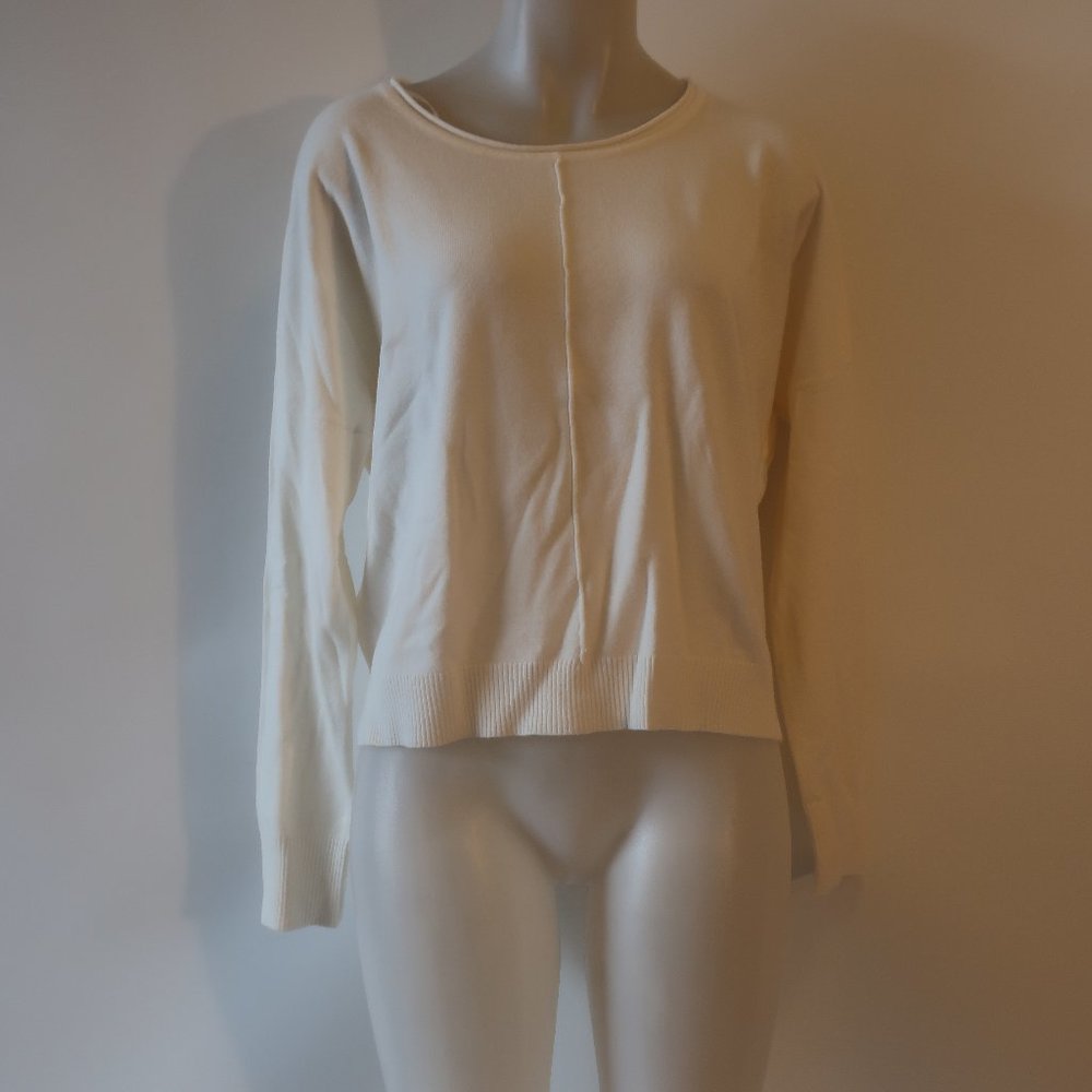 NWT Womens Gab & Kate Ivory Basic Crew Knit Sweater S/M *